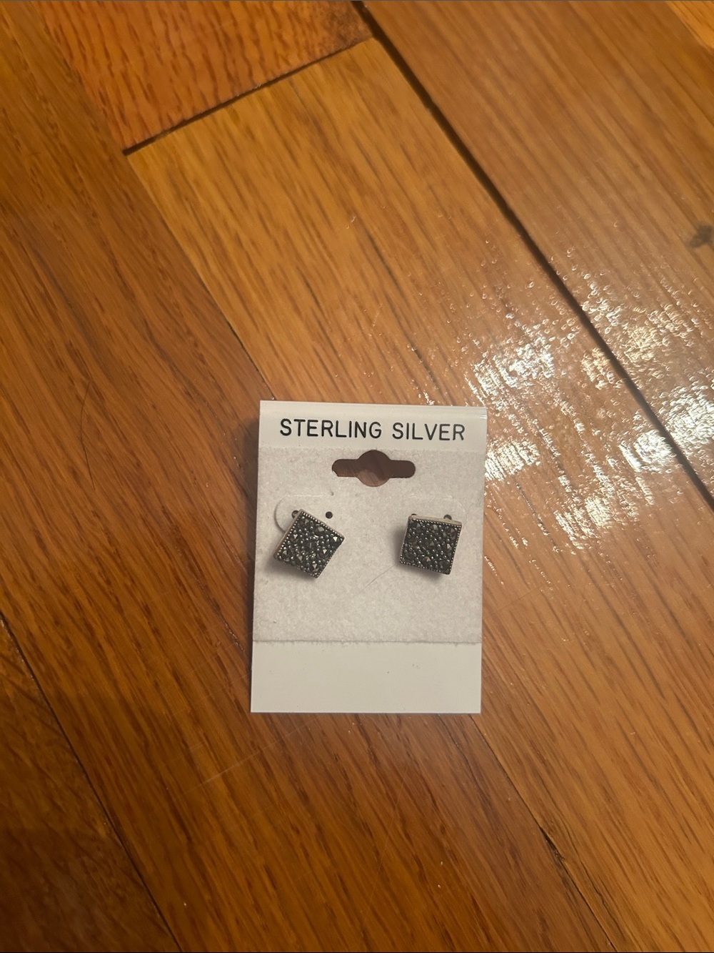 Black Pave Square Stud Earrings
